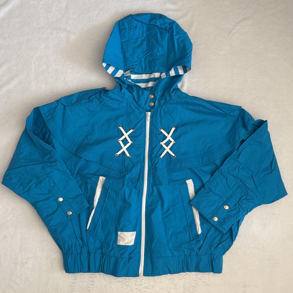 {VTG} Neiman Marcus | Miss Gallery Nautical Windbreaker Regatta Sailing Jacket